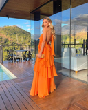 Orange layers prom dress Evening Gown Party Dress Y4735