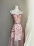 Sexy Pink A-line Prom Dress Pink Evening Gown Y6541
