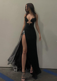 Chic Black and Silver Long Prom Dress Charming Evening Dress Y4538