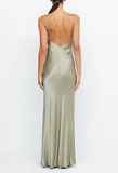 Sexy V Neck Yellow Satin Evening Dress Long Prom Dress Y7882