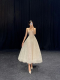Glitter A-line Midi-length Evening Dress Glam Dress Y6579