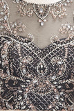 A-line Two-piece Floor Length Sleeveless Plus Size Crystals Patterns Prom Dresses