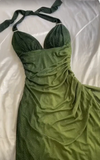 Sexy Halter Ombre Green V Neck Chiffon Long Prom Dress Party Evening Gown Y7484