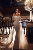 Off the Shoulder Sequins Mermaid Long Prom Dress