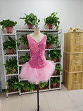 Cute V Neck Pink Short Homecoming Dress and Bottom Tulle Ruffles Pink Birthday Outfit Dress F1069