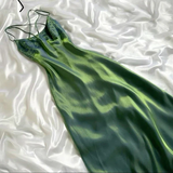 Gorgeous Green Satin A Line Long Prom Dress Formal Evening Dress Y7511