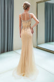 Eye-catching Long Mermaid Jewel Tulle Evening Dress