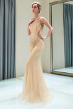 Eye-catching Long Mermaid Jewel Tulle Evening Dress