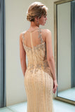 Eye-catching Long Mermaid Jewel Tulle Evening Dress