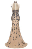 Floor Length Mermaid Halter Sequined Patterns Prom Dresses