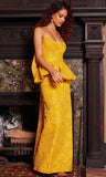 V-Neck Floral Evening Dress