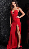 Stone Embellished Slit Long Dress