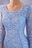Long Mermaid Sequins Formal Evening Dresses with Sleeves