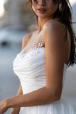 Glamorous Satin A-line Sweetheart Modest Wedding Dresses With Pearls MW1024