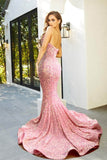 Strapless V-Neck Sequin Gown