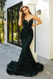 Strapless V-Neck Sequin Gown