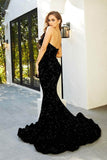 Strapless V-Neck Sequin Gown