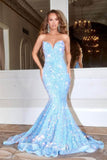 Strapless V-Neck Sequin Gown