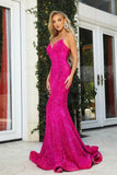 Strapless V-Neck Sequin Gown