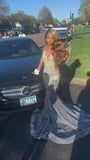 Sparkly Silver Sequins Long Prom Dress Mermaid Evening Dress Y1705