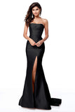 Strapless Taffeta Long Mermaid Dress With Train