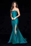 Strapless Taffeta Long Mermaid Dress With Train