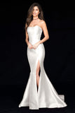 Strapless Taffeta Long Mermaid Dress With Train