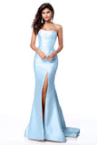 Strapless Taffeta Long Mermaid Dress With Train