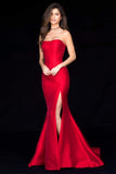 Strapless Taffeta Long Mermaid Dress With Train