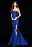 Strapless Taffeta Long Mermaid Dress With Train