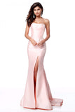 Strapless Taffeta Long Mermaid Dress With Train
