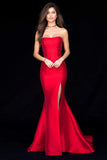 Strapless Taffeta Long Mermaid Dress With Train