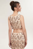 Two-piece Sleeveless Mermaid Floor Length Sequined Champagne Prom Dresses